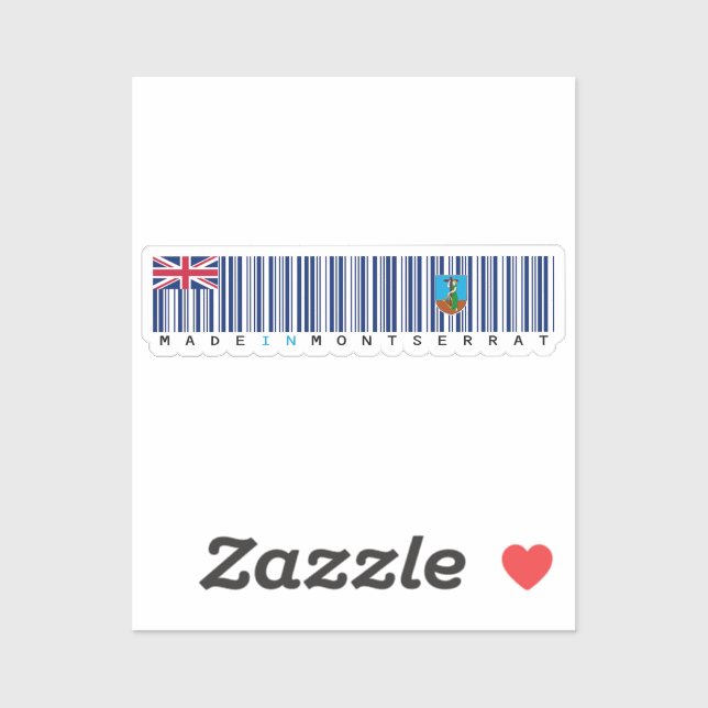 Made in Montserrat Barcode Flag Sticker (Sheet)