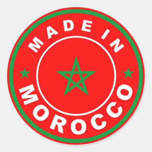 made in morocco country flag product label round