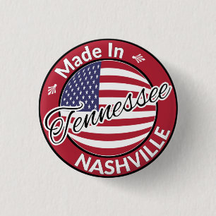Made in Nashville Tennessee USA Flag Button