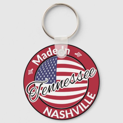 Made in Nashville Tennessee USA Flag Keychain