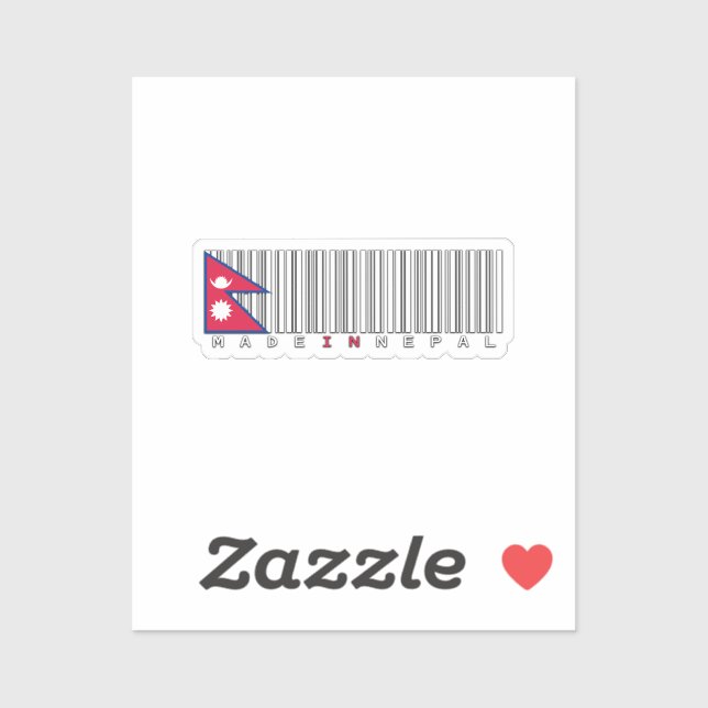 Made in Nepal Barcode Flag Design Sticker (Sheet)