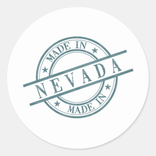 Made in Nevada Green Round Rubber Stamp Logo Classic Round Sticker