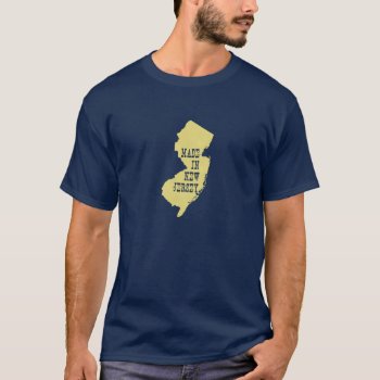 Made In New Jersey State Map Shape Yellow T-shirt by PNGDesign at Zazzle