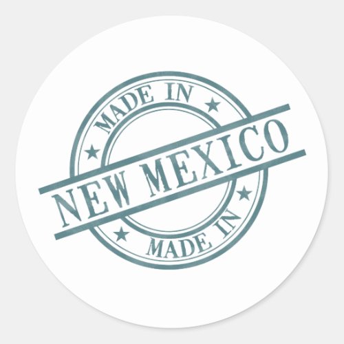 Made in New Mexico Green Round Rubber Stamp Logo Classic Round Sticker