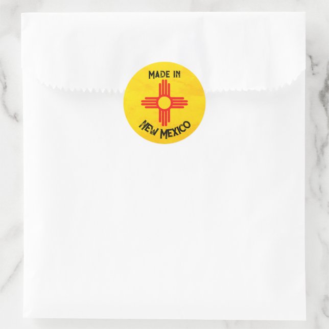 Made in New Mexico State Flag Zia Sun Classic Round Sticker (Bag)