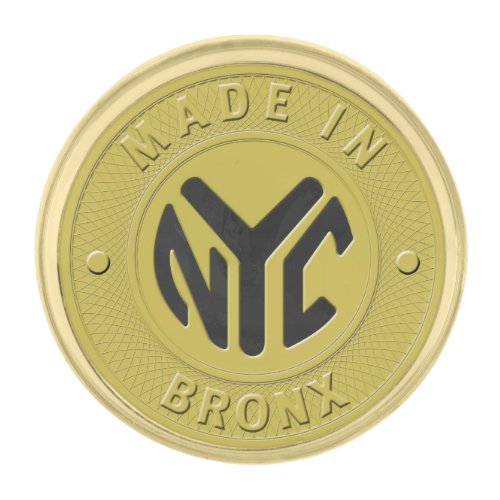 Made In New York Bronx Gold Finish Lapel Pin