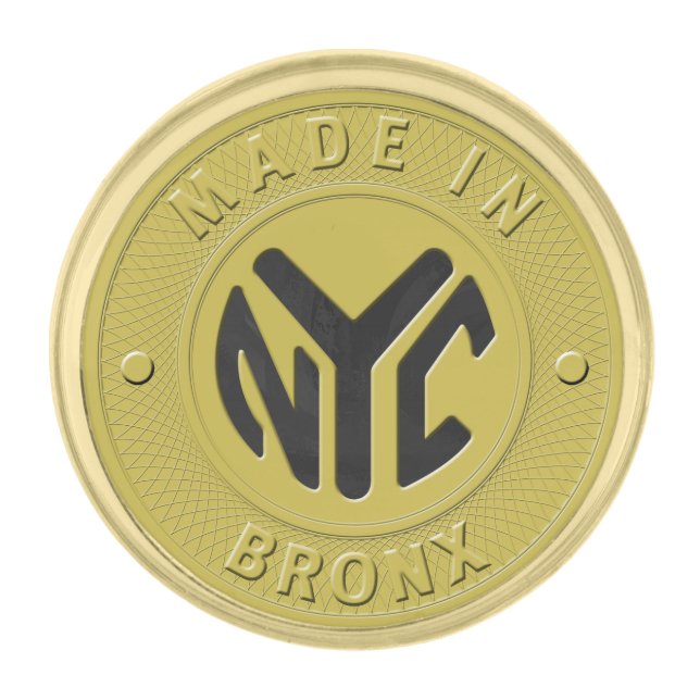 Made In New York Bronx Gold Finish Lapel Pin (Front)