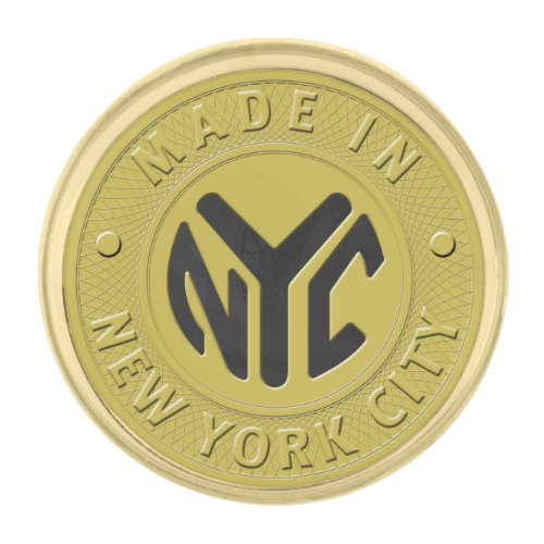 Made In New York Gold Finish Lapel Pin