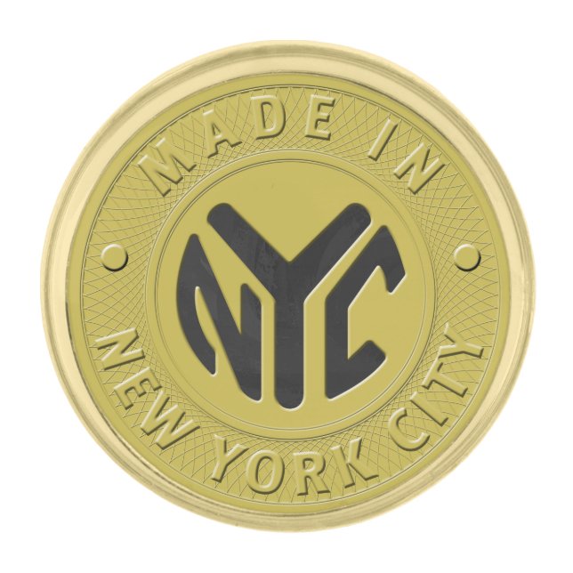 Made In New York Gold Finish Lapel Pin (Front)