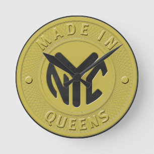 Made In New York Queens Round Clock