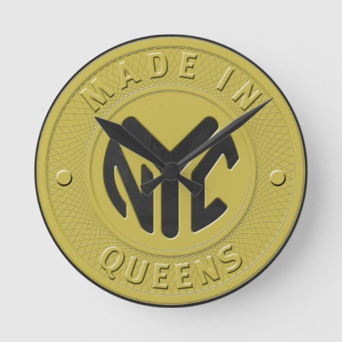 Made In New York Queens Round Clock