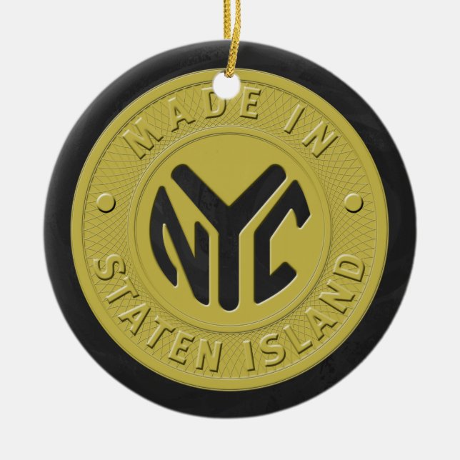 Made In New York Staten Island Ceramic Ornament (Front)