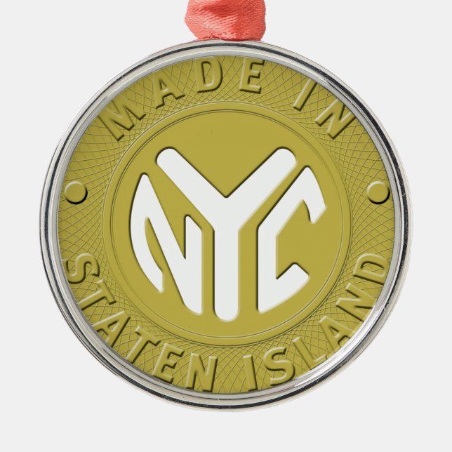 Made In New York Staten Island Metal Ornament (Front)