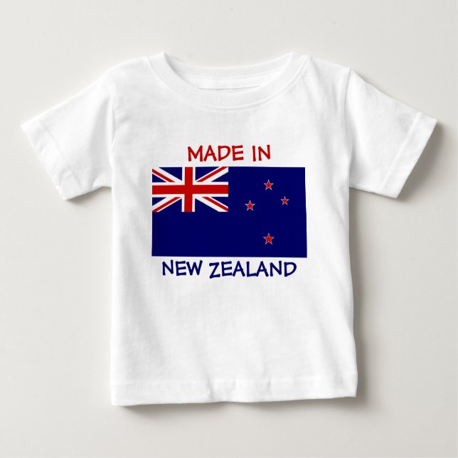 Made in New Zealand with New Zealand Flag Baby T-Shirt (Front)