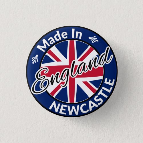 Made in Newcastle England Union Jack Flag Button