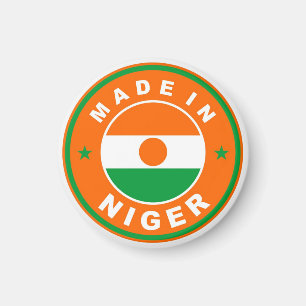 made in niger country flag product label round magnet
