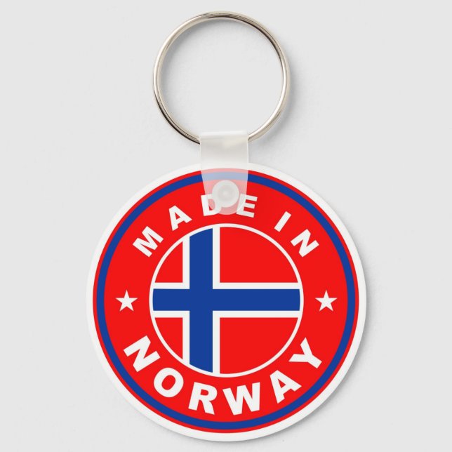 made in norway country flag product label round keychain (Front)