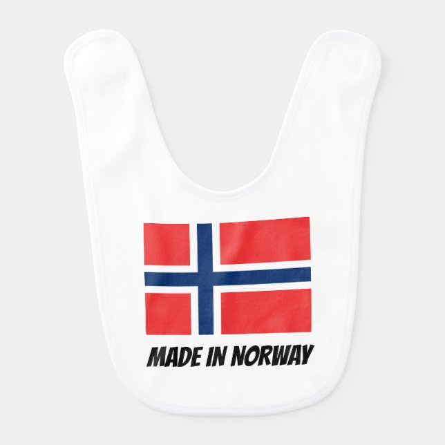 Made in Norway funny baby bib for newborn child (Front)