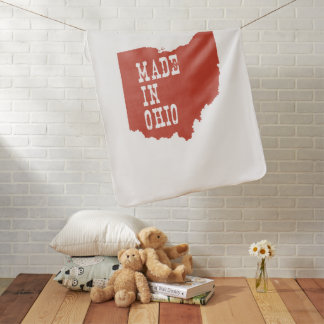Made In Ohio Shaped Ohioan Birth State Buckeye Baby Blanket
