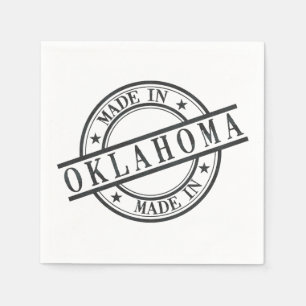 Made In Oklahoma Stamp Style Logo Symbol Black Paper Napkins