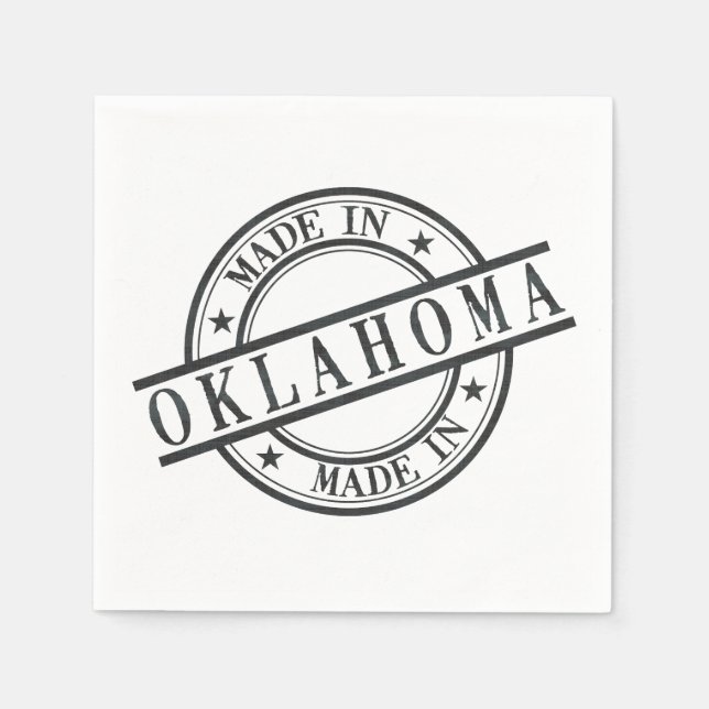 Made In Oklahoma Stamp Style Logo Symbol Black Paper Napkins (Front)