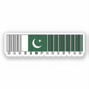Made in Pakistan Barcode Flag Design Sticker