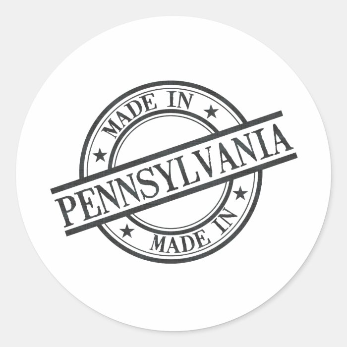 Made In Pennsylvania Stamp Style Logo Symbol Black Classic Round