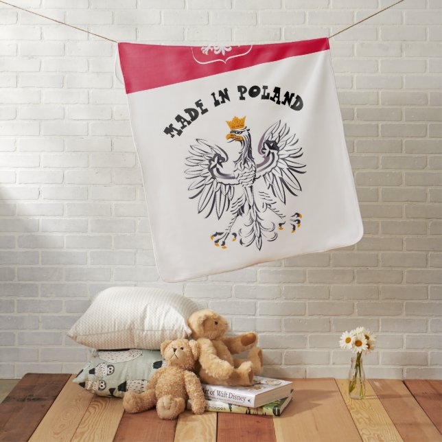 Made in Poland & Polish Flag Birth / snuggle Baby Blanket (In Situ)