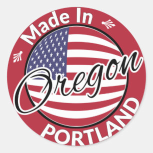 Made in Portland Oregon USA Flag Classic Round Sticker