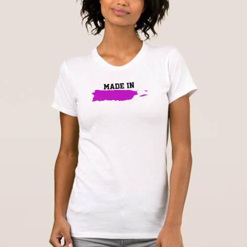 Made in Puerto Rico Pink Puerto Rican Map T_Shirt