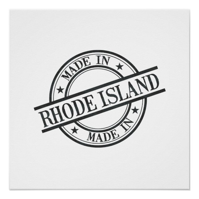 Made In Rhode Island Stamp Style Logo Symbol Black Poster (Front)