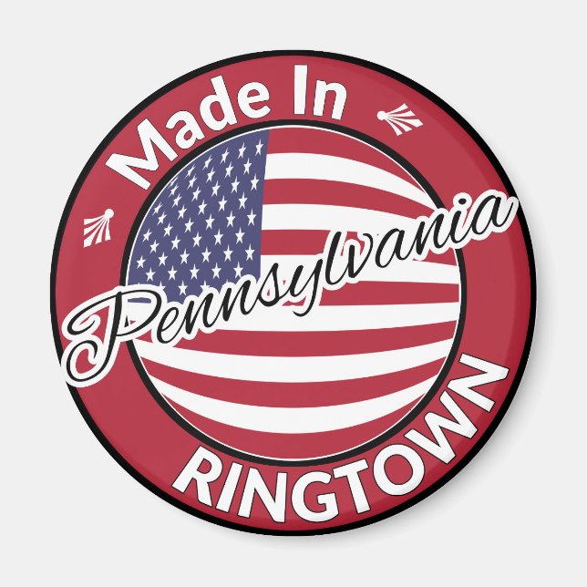 Made in Ringtown Pennsylvania USA Flag Magnet (Front)