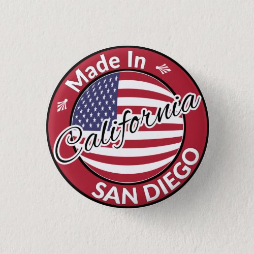Made in San Diego California Stars Stripes Flag Button