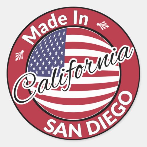 Made in San Diego California Stars Stripes Flag Classic Round Sticker
