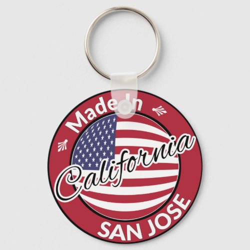 Made in San Jose California Stars Stripes Flag Keychain