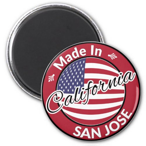 Made in San Jose California Stars Stripes Flag Magnet
