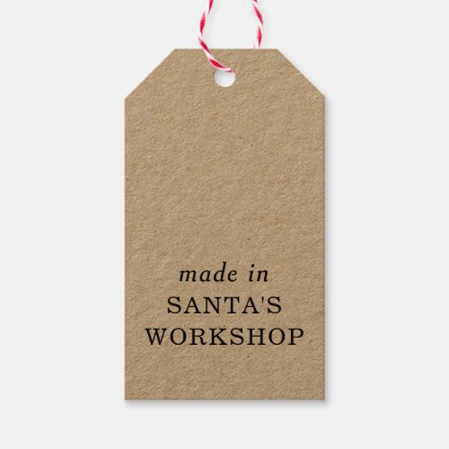 Made In Santas Workshop Christmas Script Gift Tags