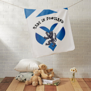 Made in Scotland & Scottish Flag Heart / snuggle Baby Blanket