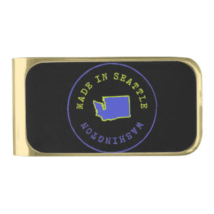 Made in Seattle Stamp Gold Finish Money Clip