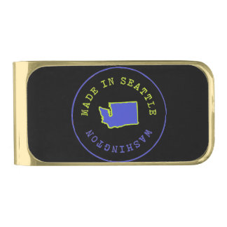 Made in Seattle Stamp Gold Finish Money Clip