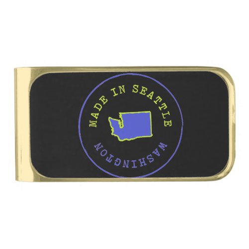 Made in Seattle Stamp Gold Finish Money Clip