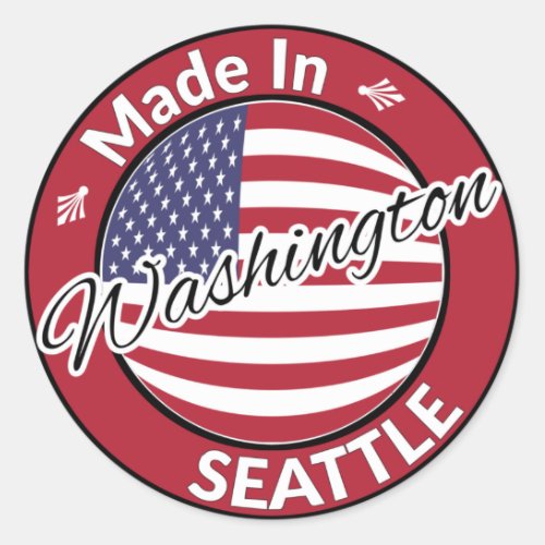 Made in Seattle Washington USA Flag Classic Round Sticker