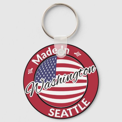 Made in Seattle Washington USA Flag Keychain