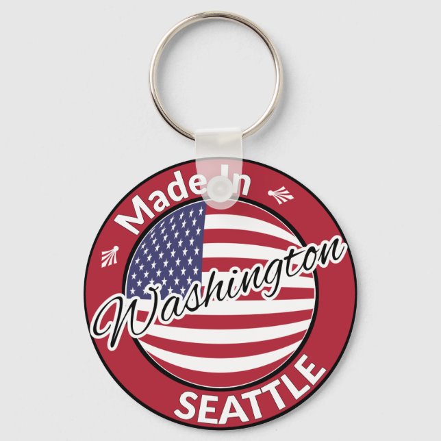 Made in Seattle Washington USA Flag Keychain (Front)