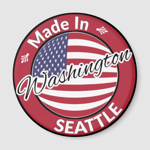 Made in Seattle Washington USA Flag Magnet