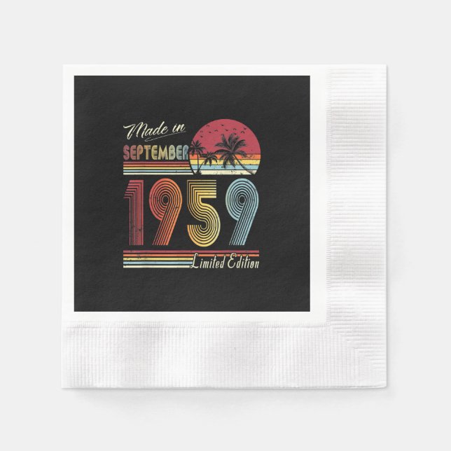 Made In September 1959 62 Year Old 62th Birthday Napkins (Front)