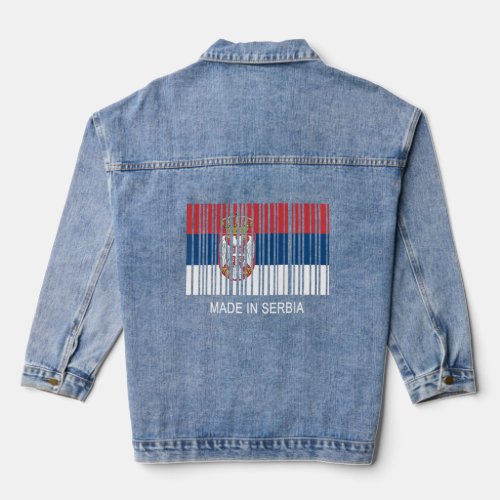 Made in Serbia Flag Barcode  Denim Jacket