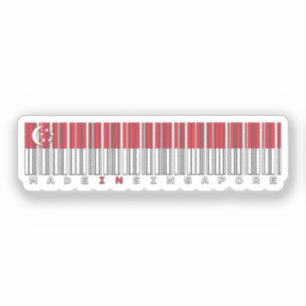 Made in Singapore Barcode Flag Design Sticker