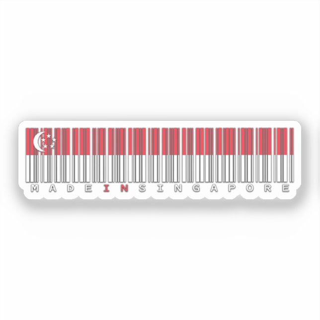 Made in Singapore Barcode Flag Design Sticker (Front)