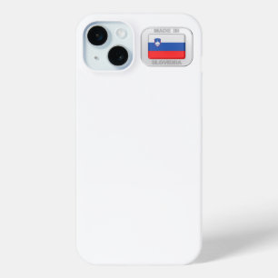 Made in Slovenia, silver badge with the national f iPhone 15 Plus Case